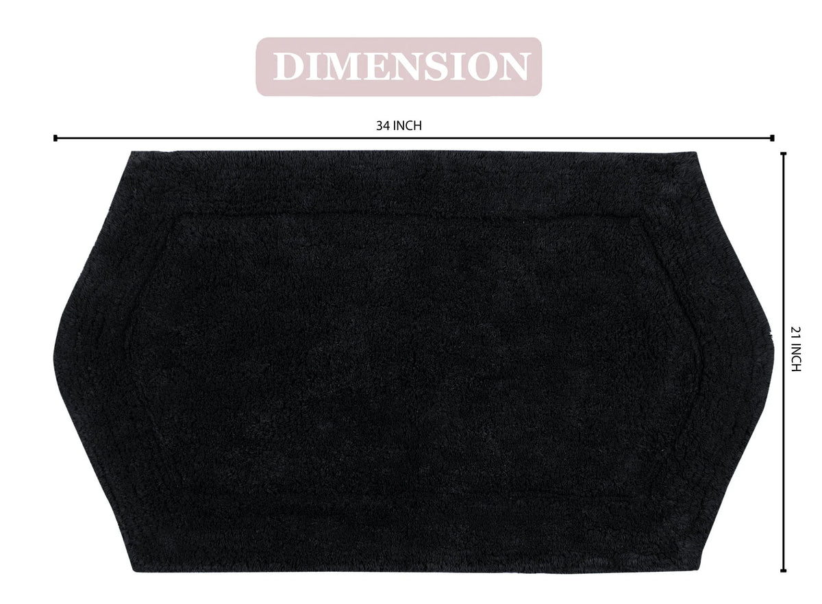 100% Cotton Tufted Non-Slip Bath Rug, 21"x34" Black E942084