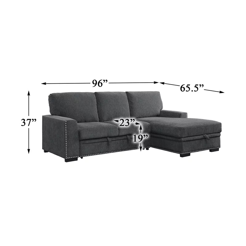 Gray 2-piece Fabric Sectional with Right Chaise Y5920