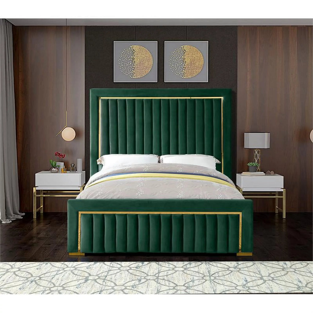Solid Wood Velvet Queen Bed H569