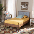 Light Grey Walnut Brown Tufted Upholstered Platform Bed G6662