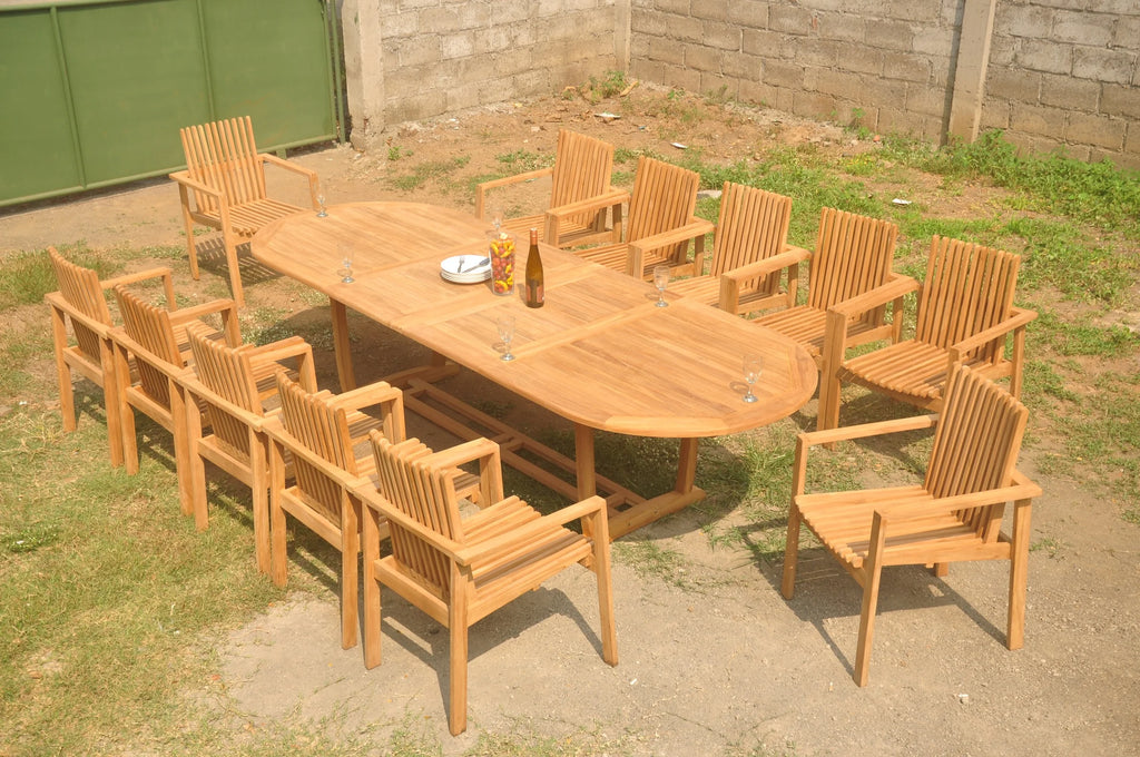 Grade-A Teak 13 Pc 12 Seater Dining Set F500