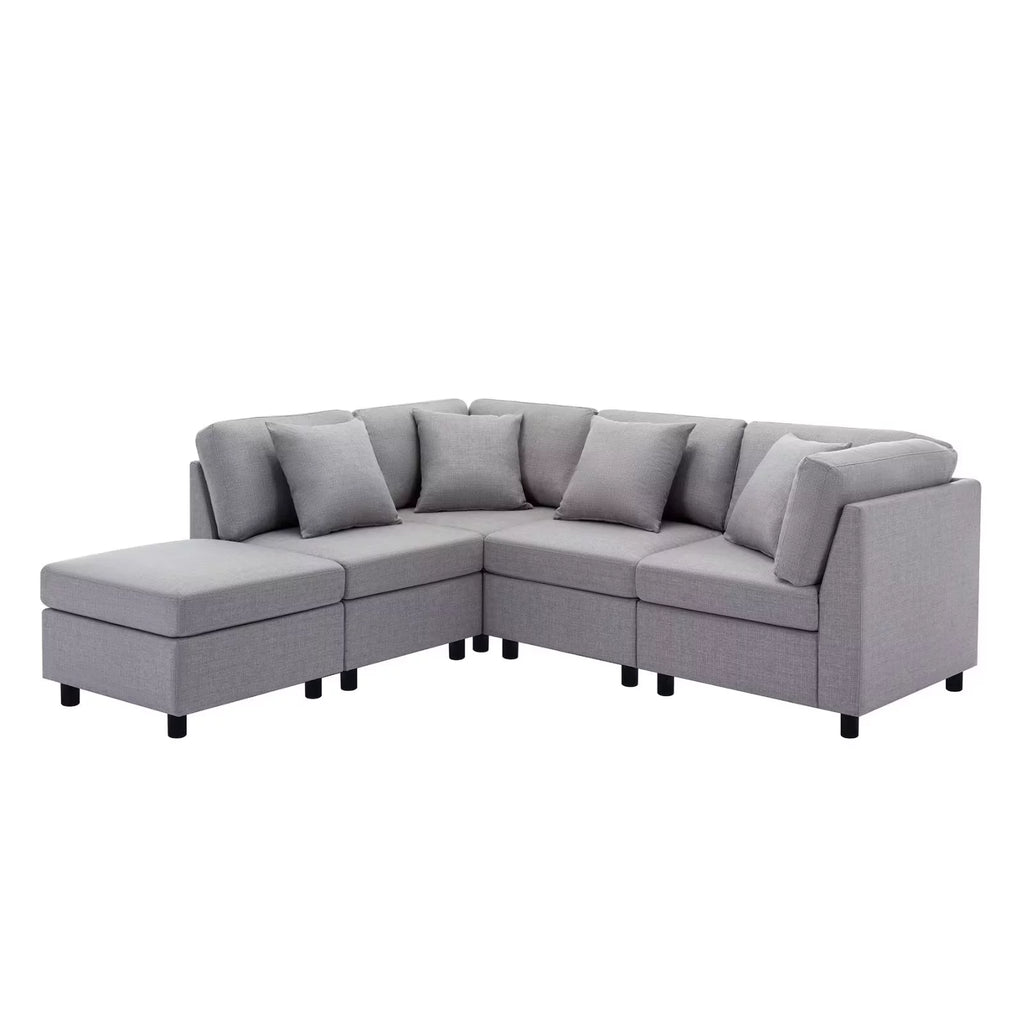 Oversized Linen Gray Sectional Sofa with Chaise W5726