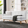 White Upholstered Fabric Loveseat V5009