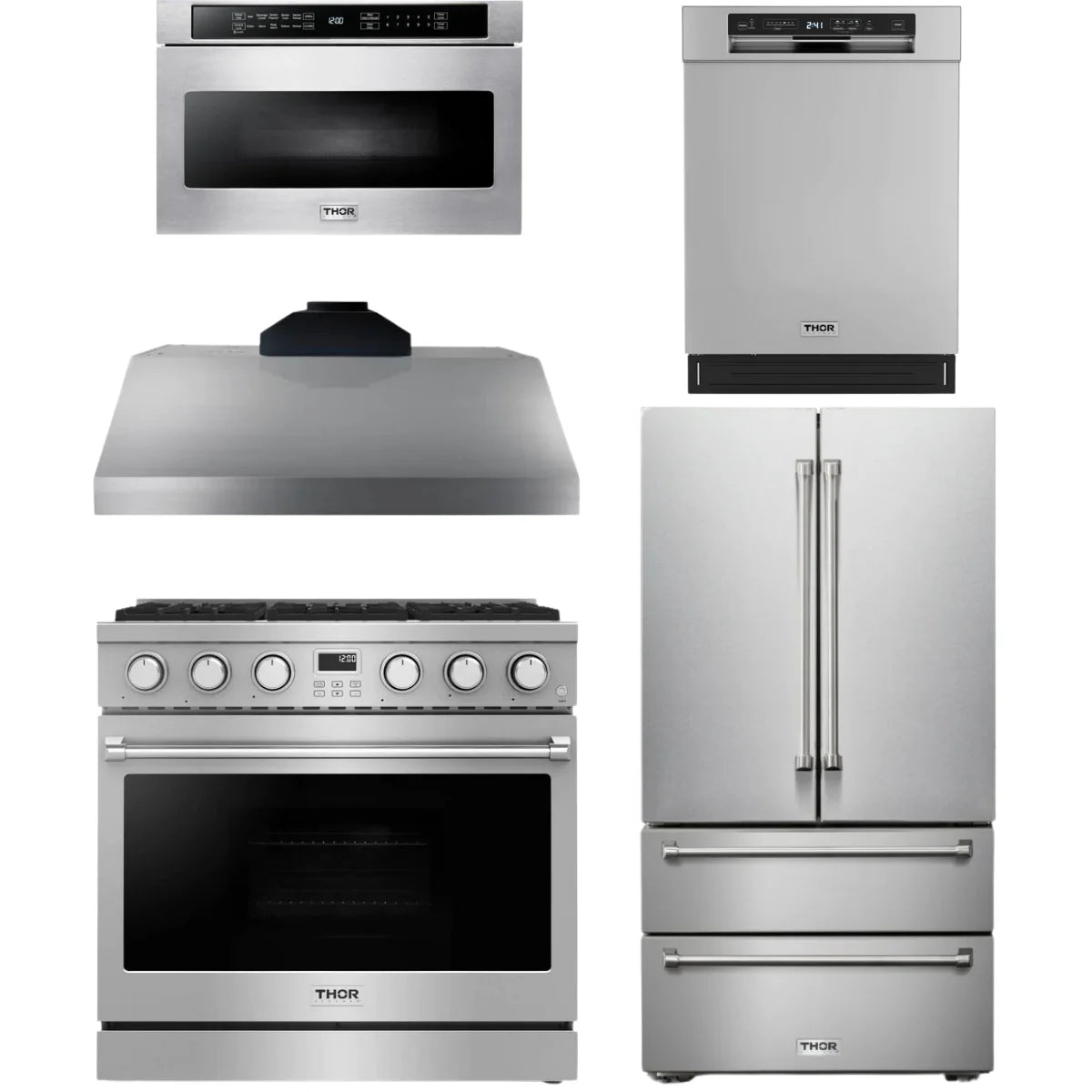 36 Gas Range, Range Hood, Refrigerator, Dishwasher and Microwave S93522
