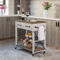 Off-White and Brown Wood Kitchen Cart S80539