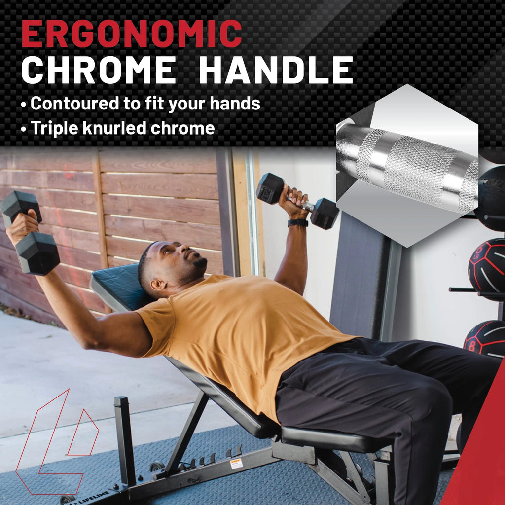 150 lb Hex Rubber Dumbbell Set E312539