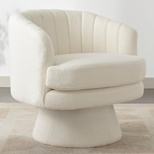 Beige Sherpa Swivel Accent Chair B81344