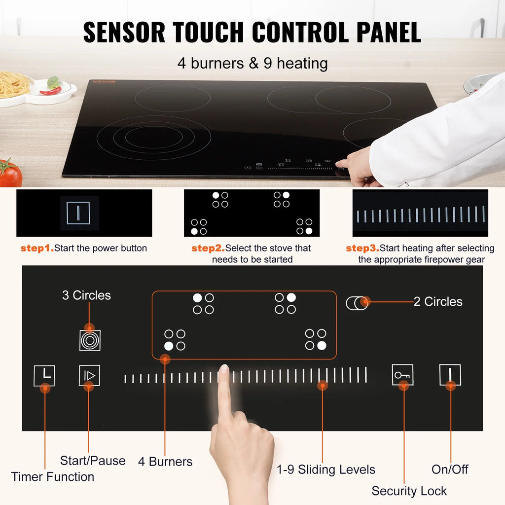 Built-in Electric Radiant Ceramic Cooktop 4 Burners F51173