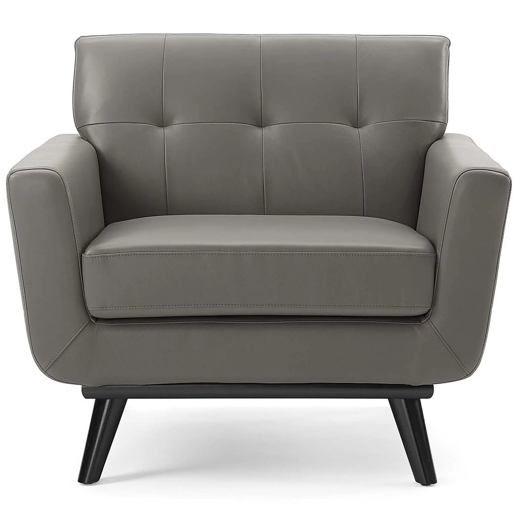 Grey Leather Accent Chair E290