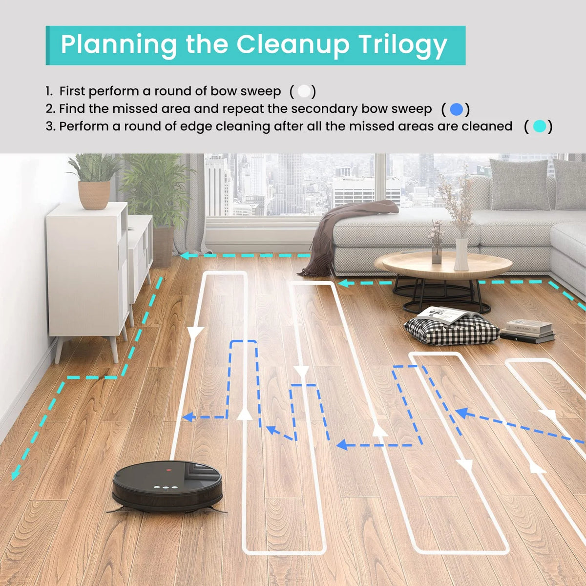 Robot Vacuum Cleaner and Mop, 160ml Water Tank, 3-in-1 N7381