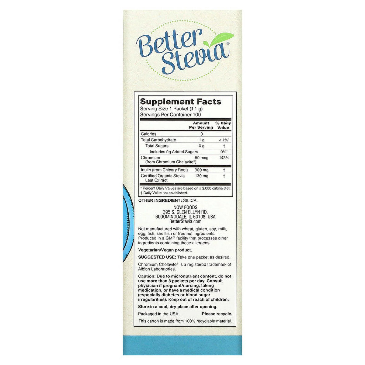 Stevia Packets 100 Packets 3.9 oz Pack of 4 L6591