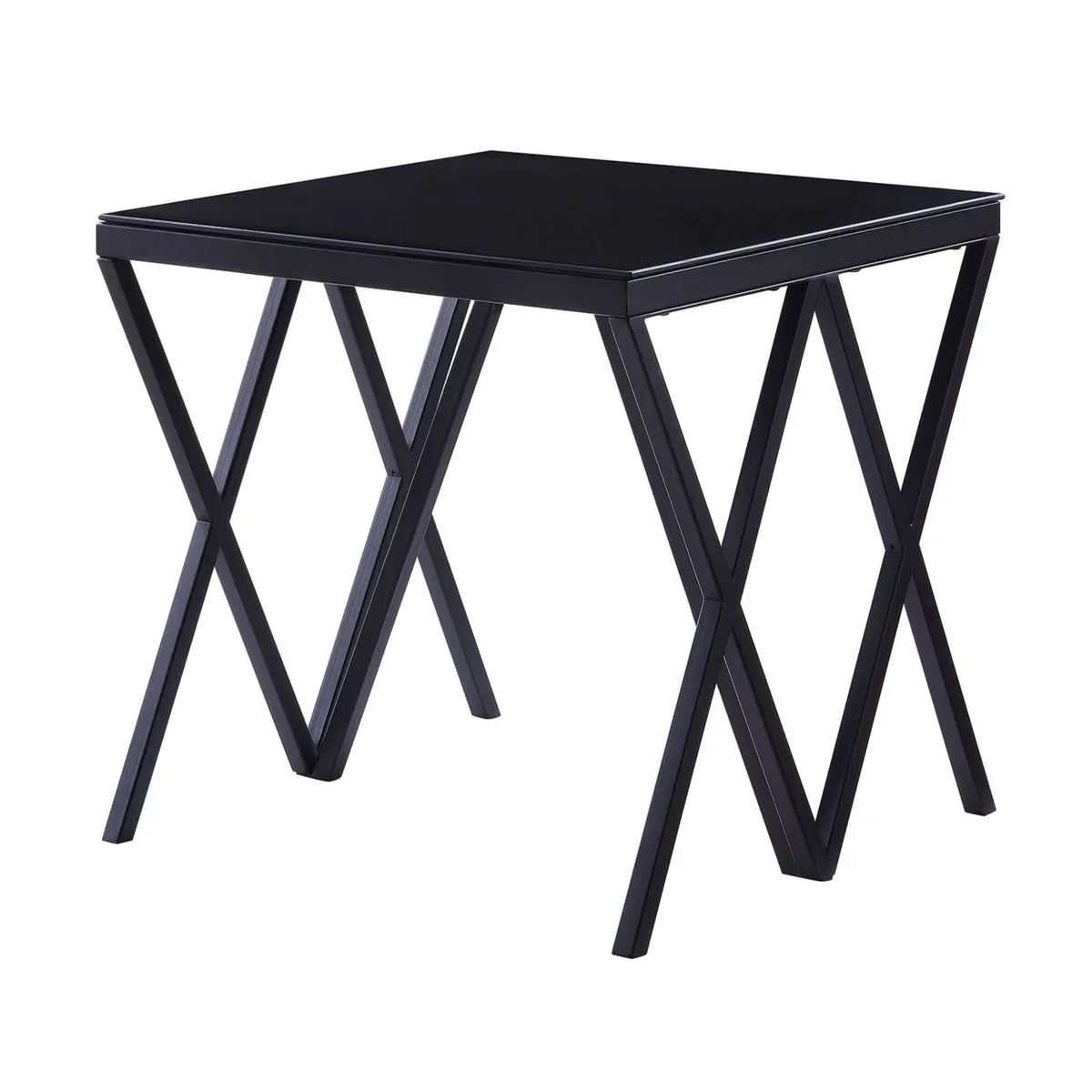 Black Metal End Table with Geometric Base R311946