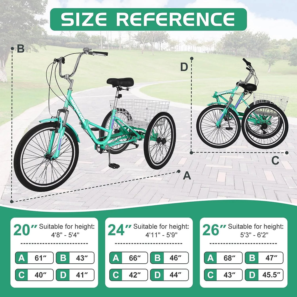 7 Speed Folding Adult Tricycle with Basket W157