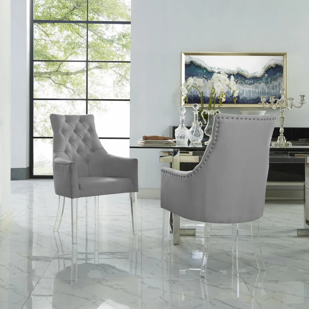 Set of 2 Button Tufted Nailhead Trim Dining Chair C668