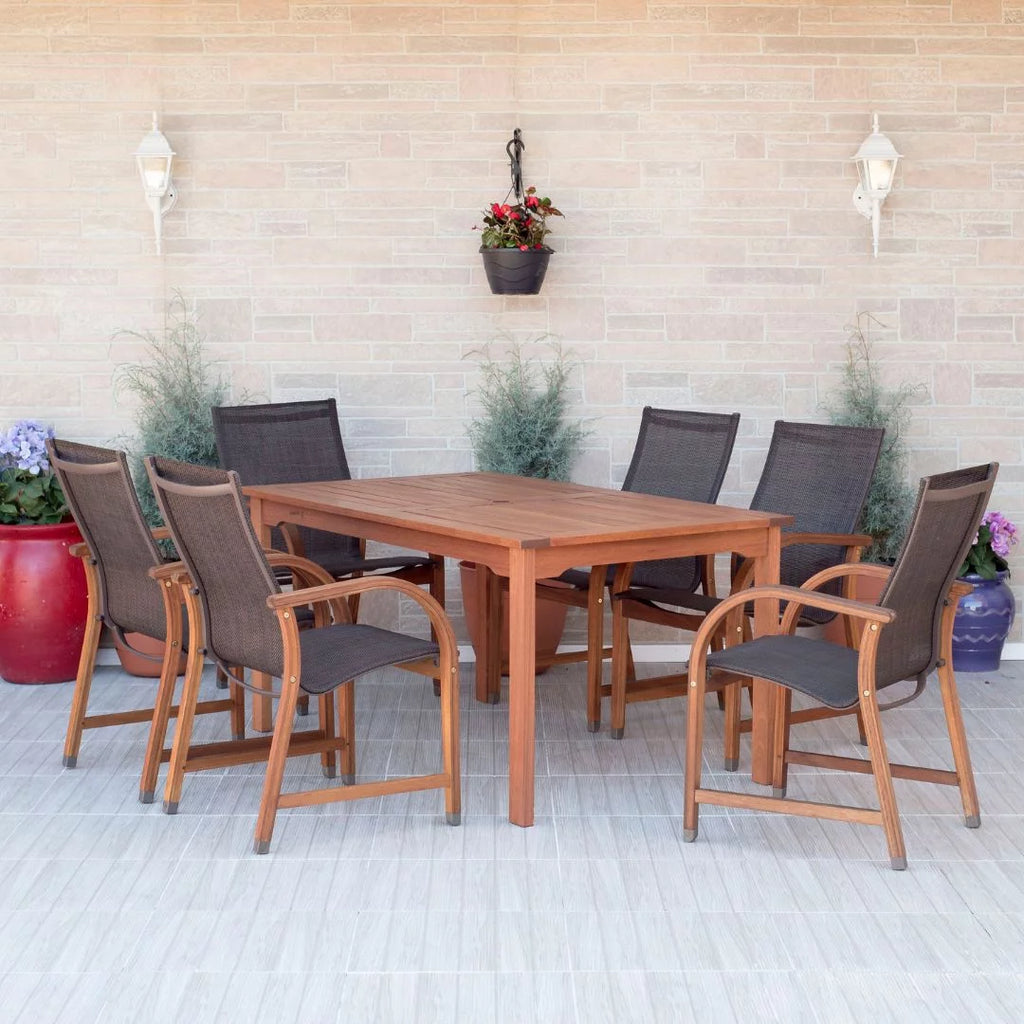 7-Piece Rectangular Eucalyptus Wood Patio Dining Set H752