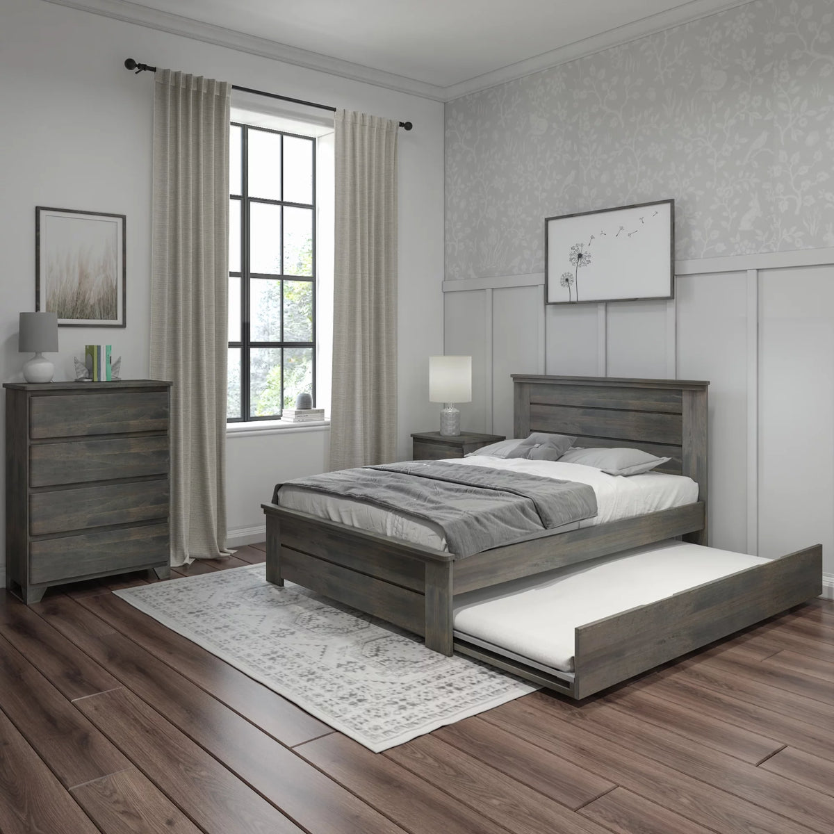 Full Size Wood Platform Bed with Trundle Z727