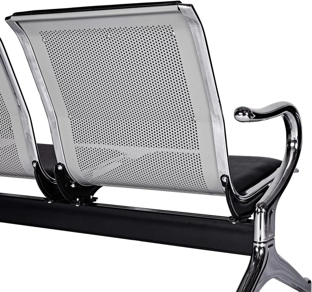2-Seat Reception Chair with Arms PU Leather Black H441