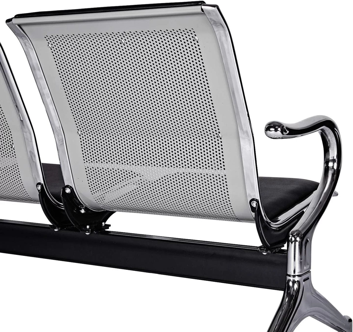 2-Seat Reception Chair with Arms PU Leather Black H441