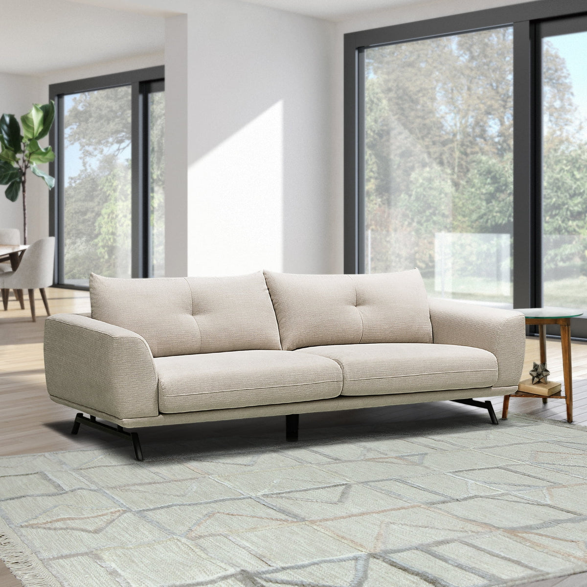 Cream 3-pc Fabric Sofa and 2 Chairs Set I12988
