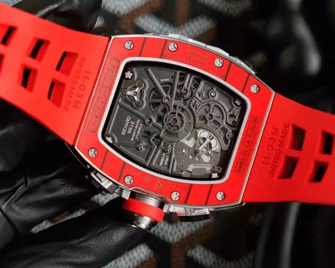 Tourbillon Vibrating Alarm Red Bezel Red Rubber Strap O56392