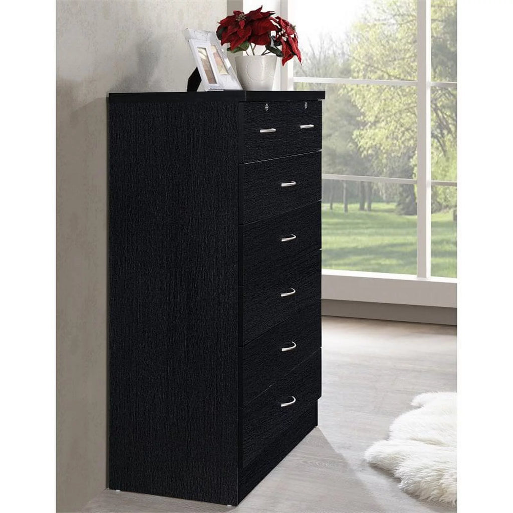 7 Drawer Wood Chest Set with Locks in Black D219