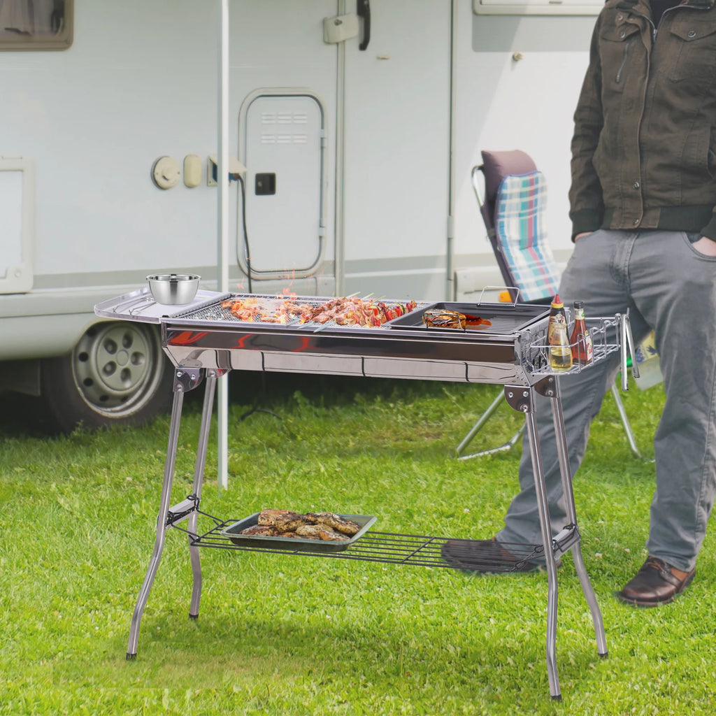 Portable Folding Charcoal BBQ Grill Stainless Steel B21957